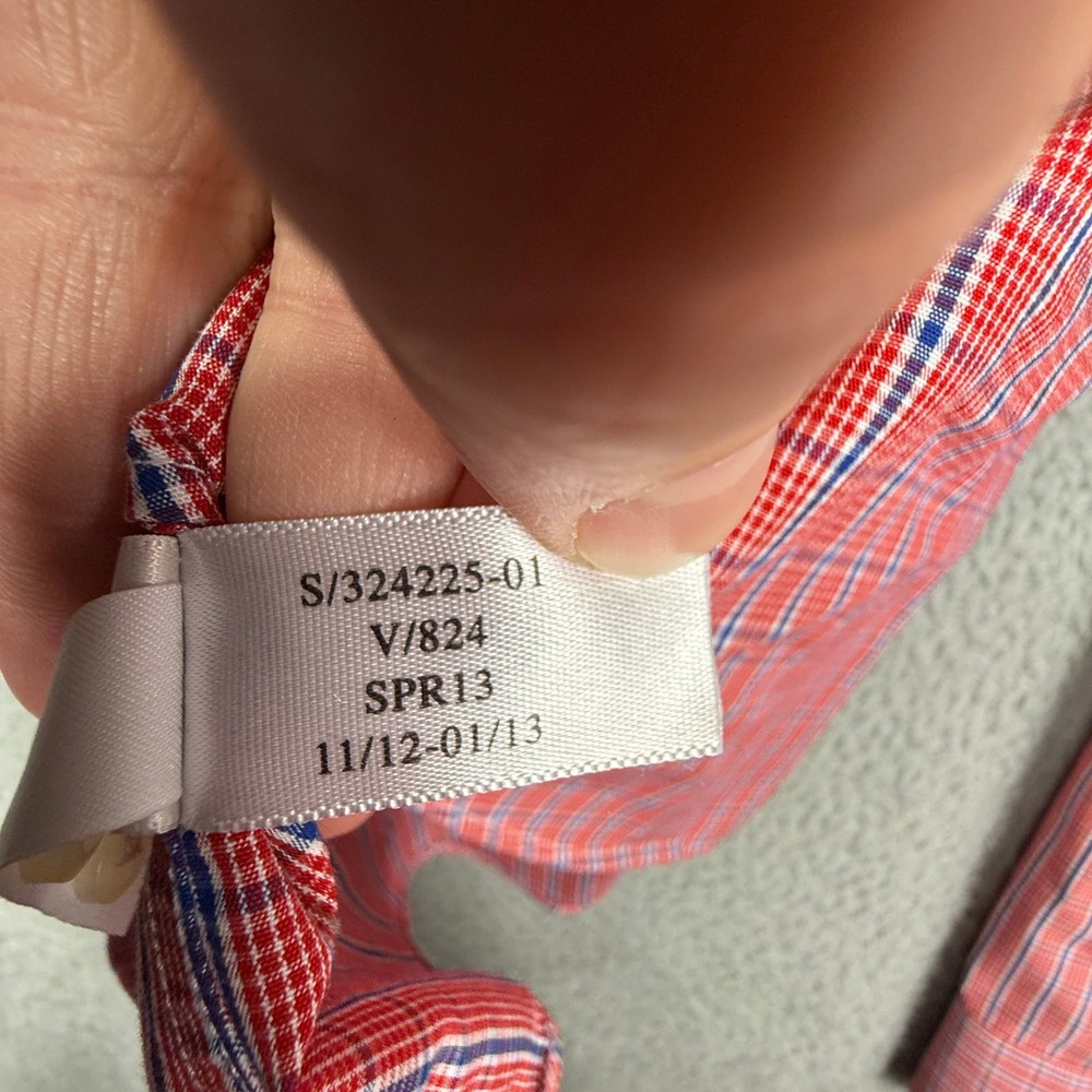 Banana Republic Non Iron Tailored Slim Fit‎ Red Plaid Button Down Shirt Men S - Picture 5 of 9
